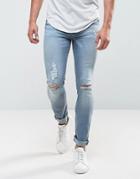 Cheap Monday Tight Skinny Jeans Future Blue Ripped - Blue