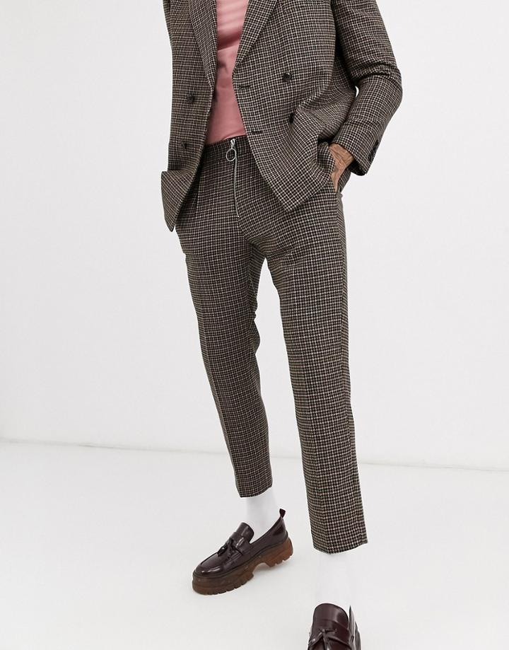 Asos Design Cigarette Suit Pants In Green And Pink Houndstooth