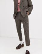 Asos Design Cigarette Suit Pants In Green And Pink Houndstooth