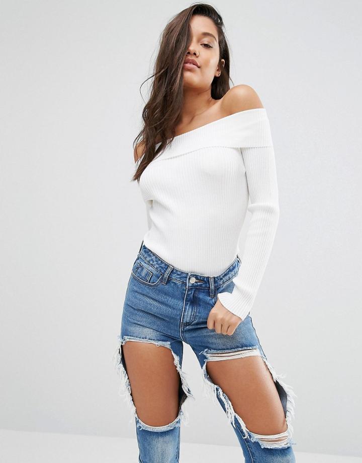 Missguided Bardot Sweater - Cream