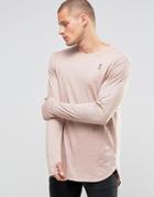 Religion Long Sleeve Longline Top With Thumb Hole Detail - New Pink