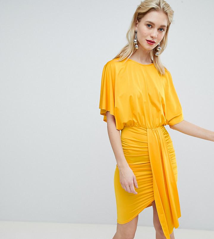 Flounce London Drape Front Mini Dress - Orange