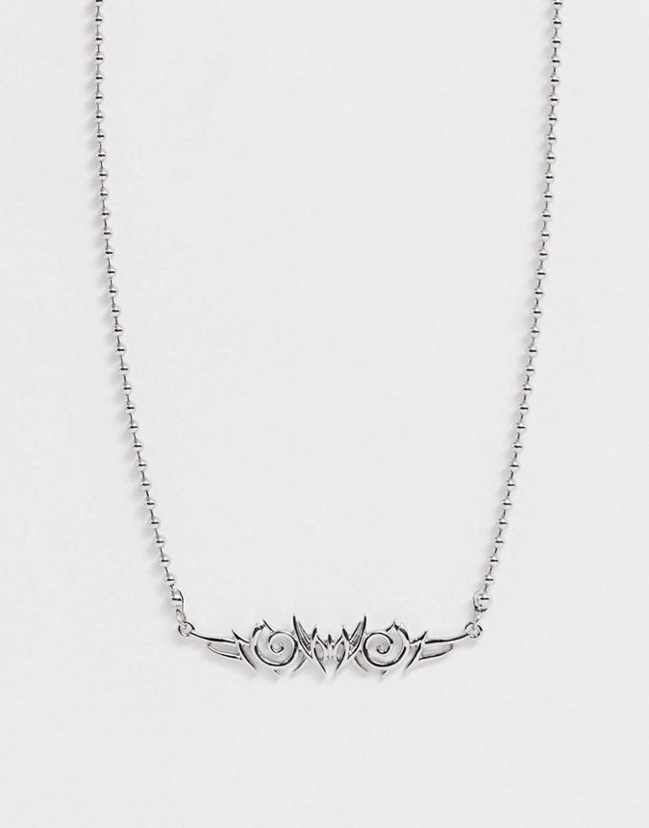 Asos Design Y2k Motif Short Ball Chain Neck Chain In Silver Tone