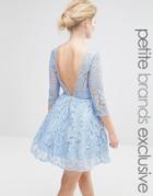 Chi Chi London Petite Sequin Embellished Plunge Back Prom Dress - Blue