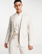 Asos Design Slim Linen Mix Suit Jacket In Stone-neutral