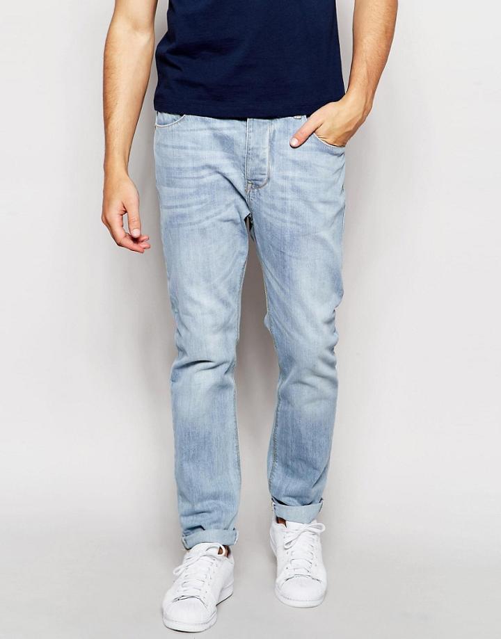 Asos Slim Tapered Jeans In Light Wash - Blue