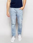 Asos Slim Tapered Jeans In Light Wash - Blue