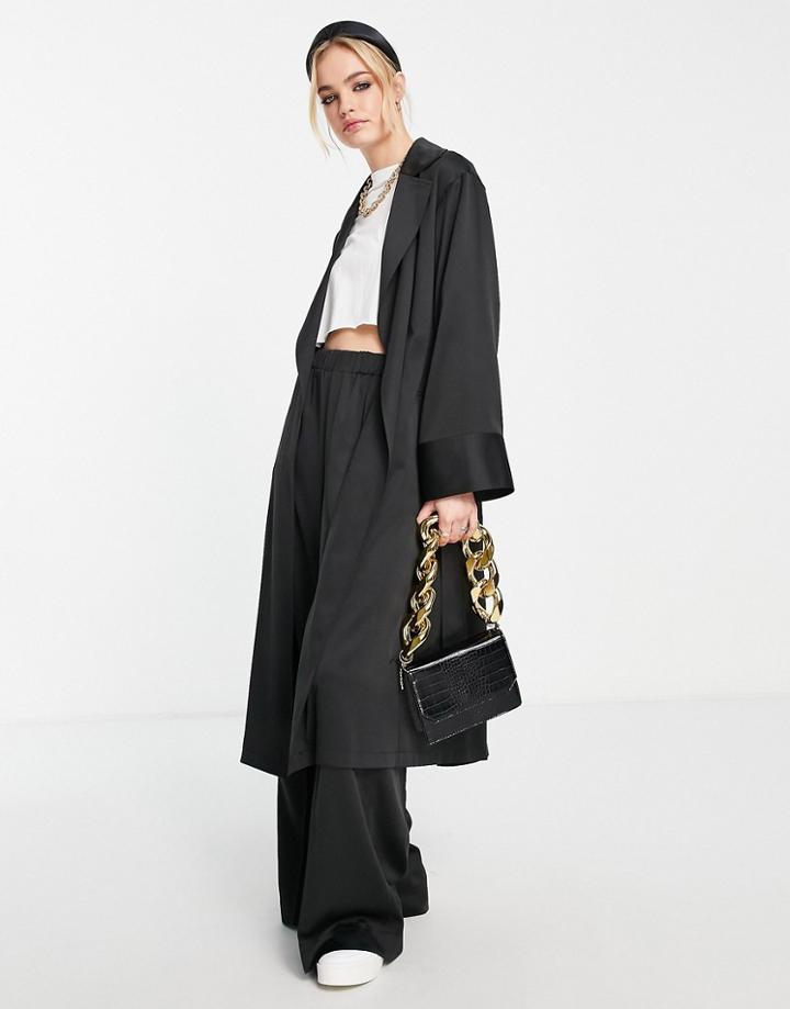 Topshop Satin Duster In Black