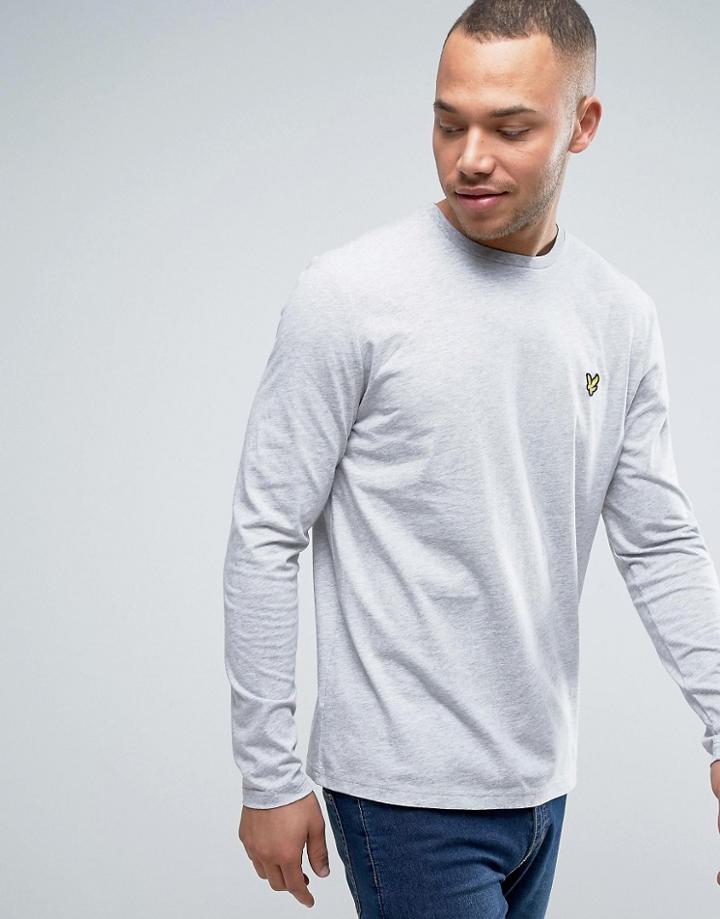 Lyle & Scott Long Sleeve Top Regular Fit Eagle Logo In Gray Marl - Gray