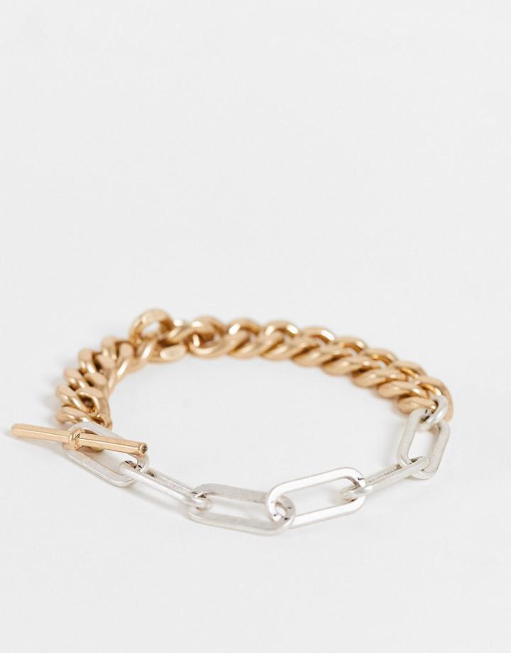 Allsaints Chain Link Bracelet In Gold And Silver-multi