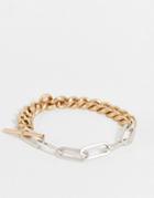 Allsaints Chain Link Bracelet In Gold And Silver-multi