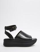 Vagabond Daria Black Leather Flatform Sandals - Black