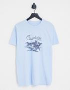 Daisy Street T-shirt In Baby Blue With Retro Cowboy Graphic