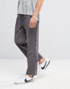 Asos High Waisted Wide Leg Pants With Fabric Belt In Mid Gray - Gray