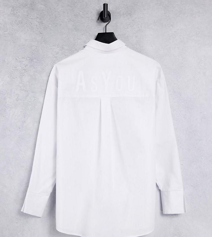 Asyou Branded Oversized Shirt In White