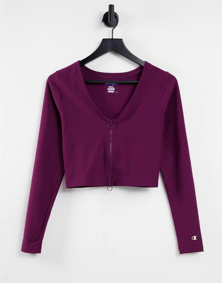 Champion Ribbed Cardigan In Purple