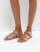 Office Saffy Pink Leather Gladiator Lace Up Sandals - Pink