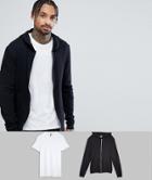 Asos Muscle Hoodie & Muscle Crew Neck Tshirt Black/white Save - Multi