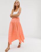 Asos Design Asymmetric Pirate High Low City Maxi Skirt - Orange