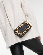 Paul Costelloe Leather Crossbody Chain Strap Bag In Pony Print-black
