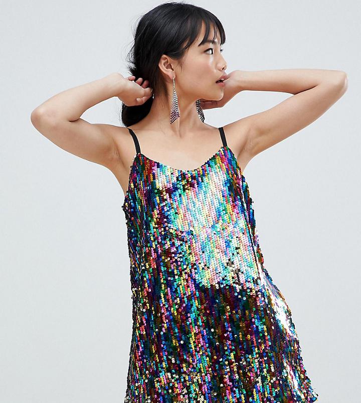Vero Moda Petite Sequin Cami Mini Dress In Gold