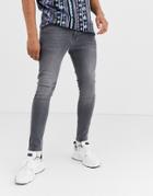 Asos Design Spray On Jeans In Power Stretch In Washed Gray