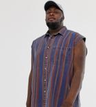 Asos Design Plus Oversized 90s Style Shirt In Denim Stripe-red