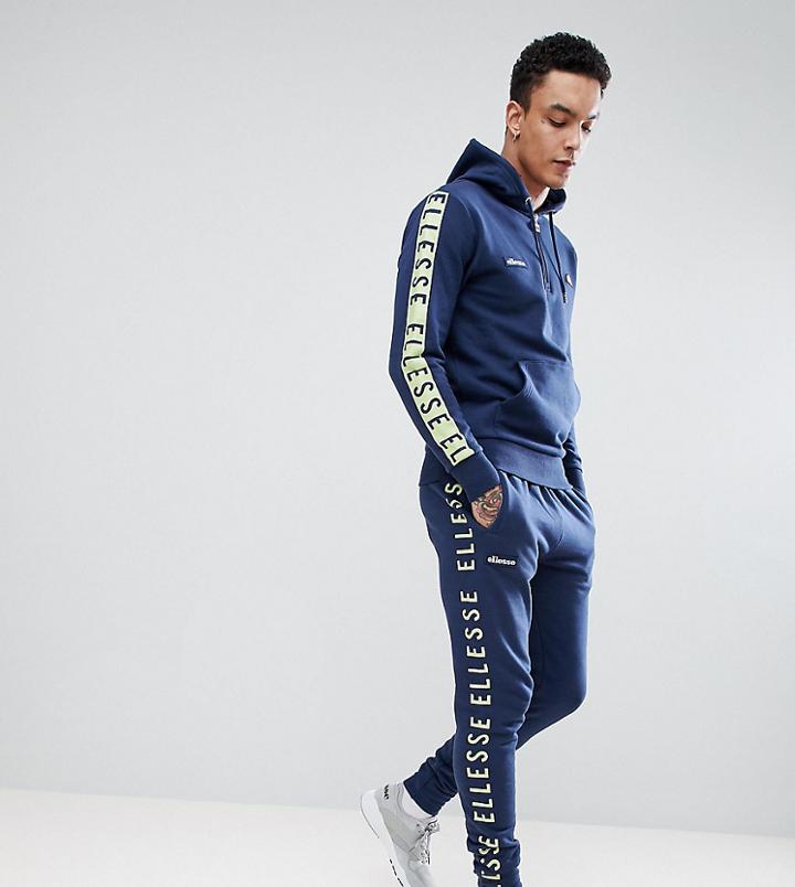 Ellesse 1/4 Zip Hoodie With Taping In Navy - Navy
