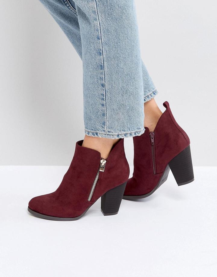 Call It Spring Kokes Burgundy Heeled Ankle Boots - Red