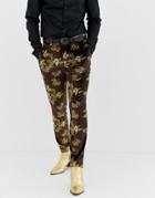 Asos Design Skinny Suit Pants In Velvet With Floral - Black