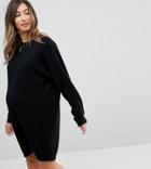 Asos Maternity Knitted Oversized Crew Neck Dress - Black
