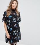 Asos Maternity Floral High Neck Mini Dress - Multi