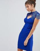 Lispy Bodycon Dress With Applique Detail - Blue