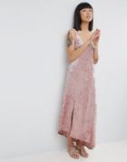 Asos Asymmetric Maxi Dress In Summer Velvet - Pink