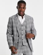 Asos Design Wedding Skinny Suit Jacket In Black Window Check