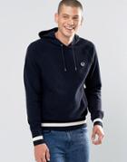Fred Perry Hoodie With Contrast Hem In Navy - Navy