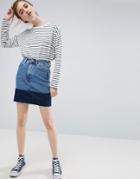 Asos Denim Mini Skirt With Contrast Hem - Blue