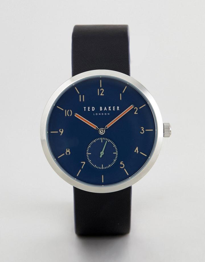 Ted Baker Te50011007 Josh Leather Watch In Black 42mm - Black