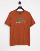 Nike Dri-fit Trail Running Logo T-shirt In Terracota-white