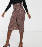 Outrageous Fortune Tall Midi Skirt With Tie Side In Gold Foil Print