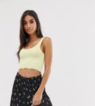 Asos Design Petite Rib Crop Scoop Neck Tank In Lime-green