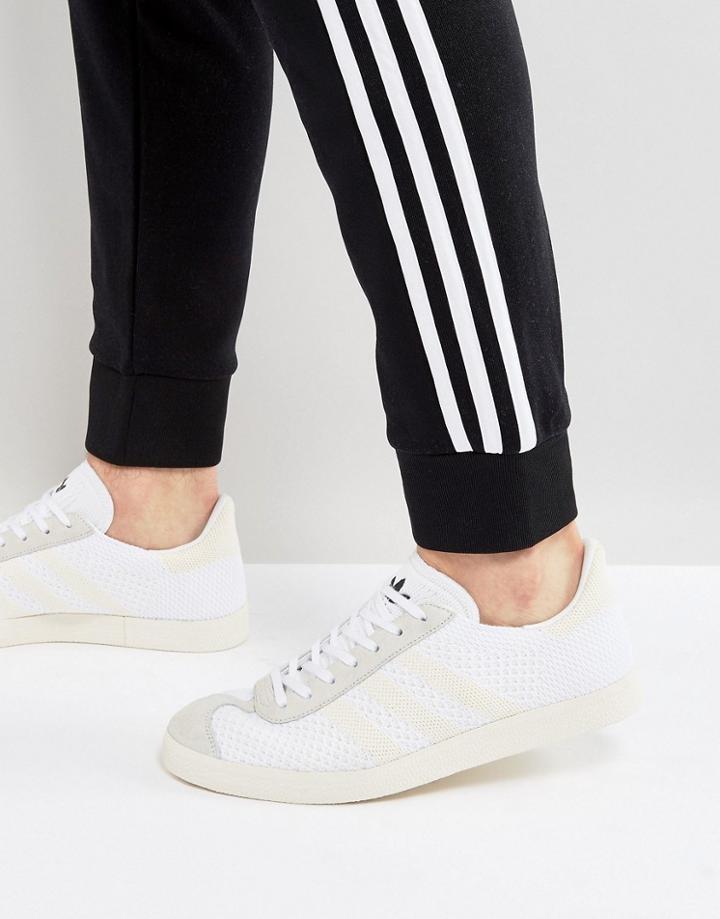 Adidas Originals Gazelle Primeknit Sneakers In White Bz0005 - White