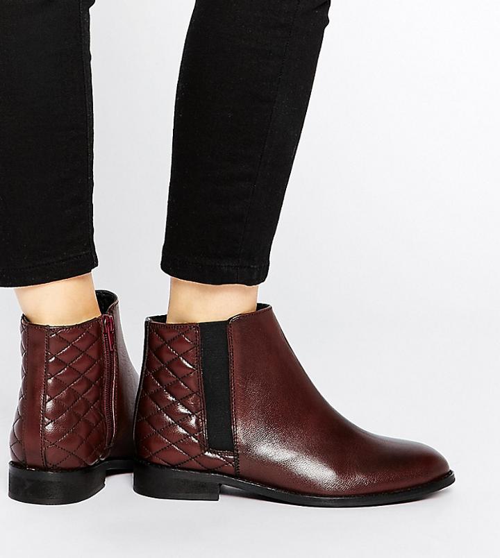 Asos Alaska Wide Fit Leather Ankle Boots - Red