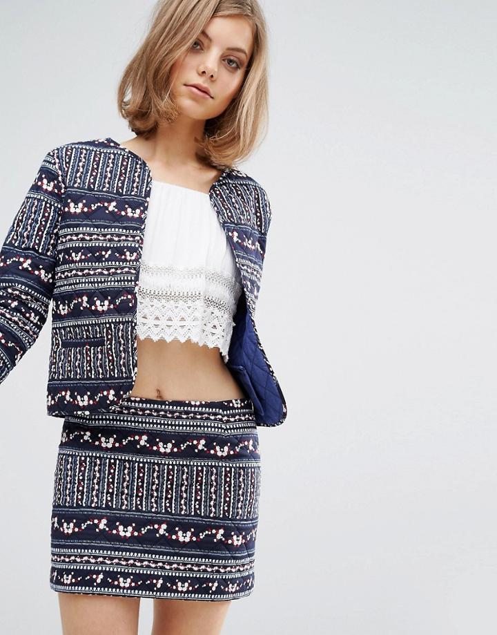 Vanessa Bruno Athe Quilted Fitted Jacket In Print - Blue
