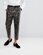 Asos Skinny Suit Pants With Gold Fish Jacquard - Black