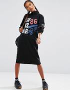 Asos Patchwork Midi Sweat Dress With High Neck - Black