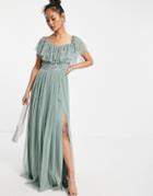 Maya Cold Should Embellished Maxi Dress In Green