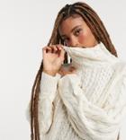 Reclaimed Vintage Inspired High Neck Cable Jumper In Cream-white