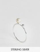 Asos Sterling Silver Pearl & Ball Station Ring - Silver