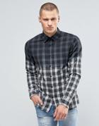 Kubban Denim Flannel Check Shirt Dip Dye - Blue